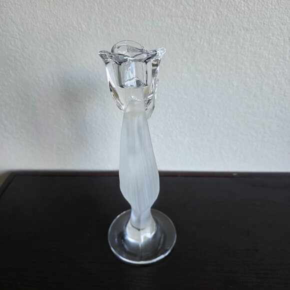 2 Mikasa Spring Aria 10" Tall Double Tulip Candle Holders Clear & Frosted Glass - Picture 9 of 11